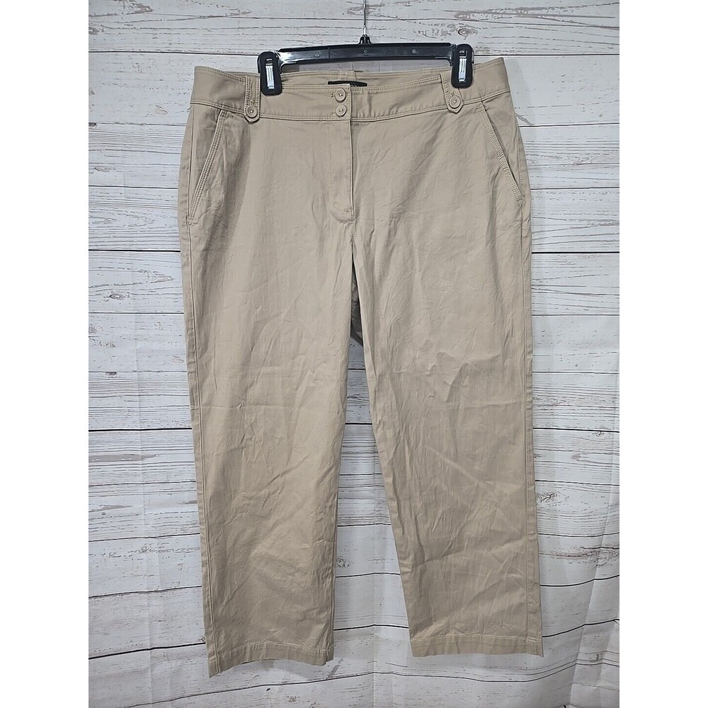 Talbots Women’s Beige Signature Cropped Pants Size 12 Stretch Chino Pockets Zip